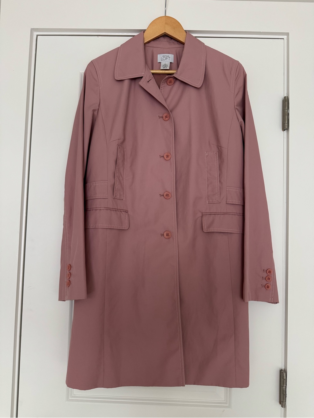 Loft Mauve Trench Coat - Button Front Women's Raincoat